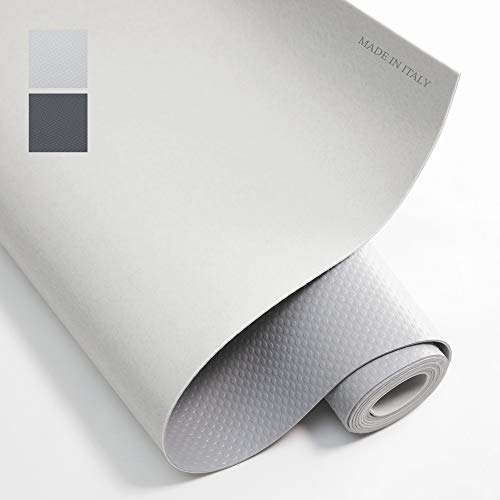 Kaeren Alfombra Antideslizante Protector Cajones Cocina 100% Made In Italy 48x300 cm | Gris Claro Doble capa | Impermeable Antibacteriano | Mesa cocina, cajoneras interior armarios zapatero pequeño
