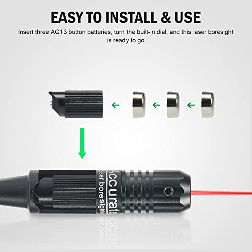 Pinty Red Laser Bore Sight Kit For .22 To .50 Caliber, Red Dot Boresight, Rifle Scope Sighting Accessories, High Power Laser Bore Sighter For Shotgun 380 45 Pistol #TOP1