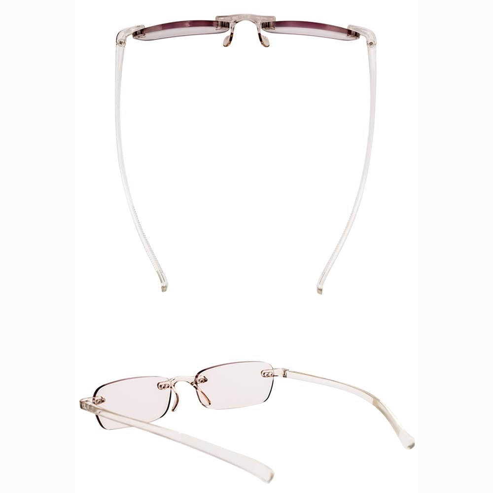 FREAZE Rechteck Brille Rahmenlose Computer Lesehilfe Brille TR90 Lesebrille Getönte PC Gläser Anti Blaulicht 1.0X 2.0X Damen Herren (Size : 1.5X)