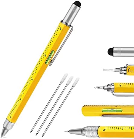 Multitool Pen - Multi-tool DIY Tool, Unique Gadget With Screwdriver Pen, Touchscreen Stylus,Ruler,Bubble Level,Stocking Stuffers Gifts for Carpenter,Dad, Valetentine's Day, Father' Day, Boyfriends