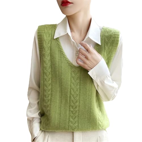 Women's V-Neck Cashmere Vest Simple Cashmere Sweater Vest Knitted Sleeveless Pullover