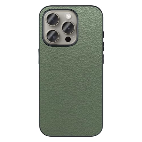 LOOF LUXURY-SHELL �{�v ���U�[ �X�}�z�P�[�X for iPhone 15 Pro �p �P�[�X �J�o�[ �X�g���b�v�z�[�� �V���v�� �ϏՌ� ���^ �y�� leather [�_���O���[��]