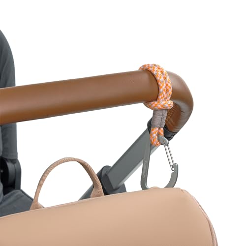 LÄSSIG Kinderwagenbefestigung (2 Stk.) Karabinerhaken Kinderwagenhaken Einkaufshaken/Stroller Hooks Cord beige/orange/lavende – Ansicht 3