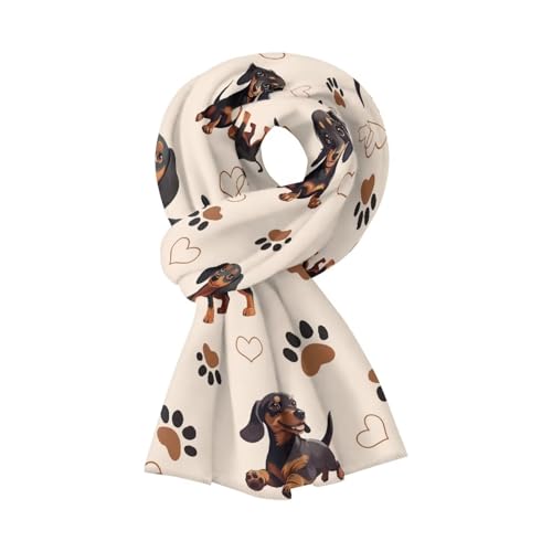 Luarisgur Dachshund Print Scarf for Women Winter Cute Brown Womens Winter Scarf Trendy Long Thick Oversized Scarf for Women
