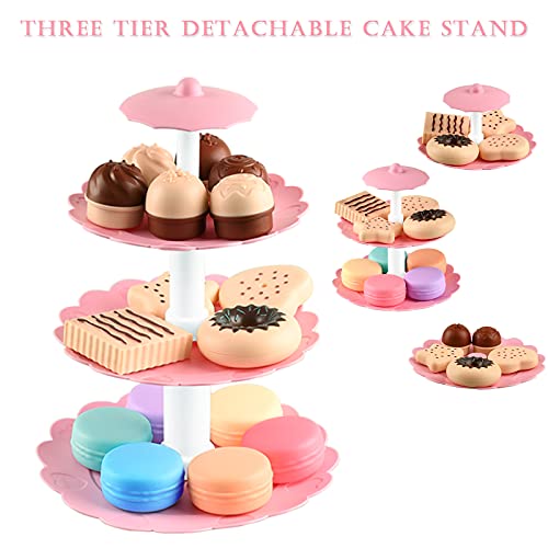 FUQUN 36 Pcs Teeservice Kinder Metall Tee Set Kinder Teeservice mit Dessert Spielzeug Tee Party Rollenspiele… – Bild 4