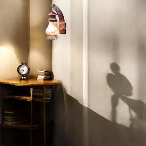 Image of Cherry Wall Light Lantern for Home Decor, Vintage Metal & Glass Indoor Lamp, Rustic Wall Mounted Light, (Bulb not Included) Pack of 1