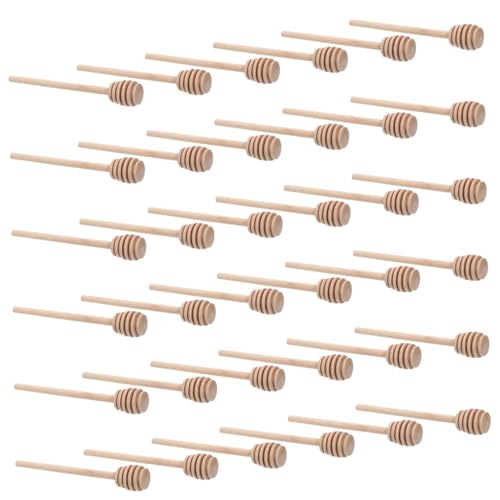 NUOLUX 40個 木製のハニースターラー 蜂蜜をかき混ぜるスプーン 蜂蜜かき混ぜスティック ハニースターラーワンド 再利用可能
