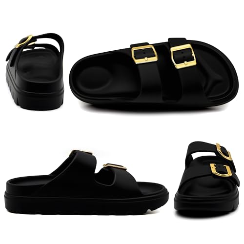 Women's Adjustable Double Strap Orthopedic Sandals - Waterproof High-Resilience EVA Platform Slides with Arch Support, Non Slip Recovery Slippers for Beach Pool Outdoor2