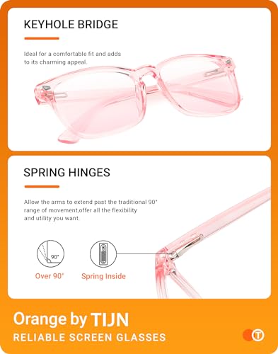 TIJN Blue Light Blocking Glasses for Women Men Clear Frame Square Nerd Eyeglasses Anti Blue Ray Computer Screen Glasses