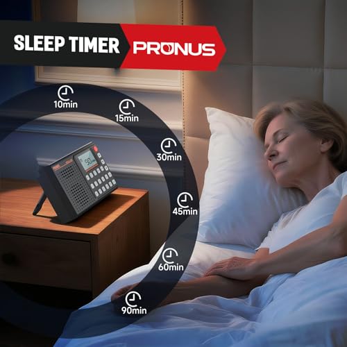 Image of PRUNUS J-168 FM /MW /SW Digital Radio Small Supports Manual Preset, Shortwave Radios with Battery 2000 mAh, Sleep Timer, Excellent Reception, Portable microSD Card Playback USB C Charging Headphone Jack