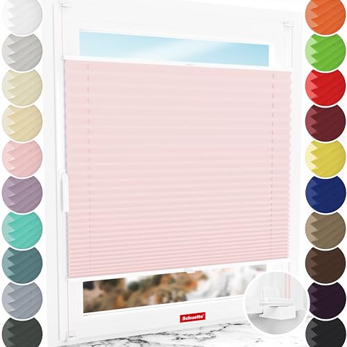 Schuette® Plissee ohne Bohren ● Thermo Kollektion: Rosewater (Rosa) ● 120x150cm (Breite x Höhe) ● Suprafix Faltrollo X Klemmfix Rollo ● Blitzschnelle Montage inkl. Video