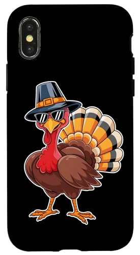 Custodia per iPhone X/XS Cool Thanksgiving Turchia con occhiali da sole