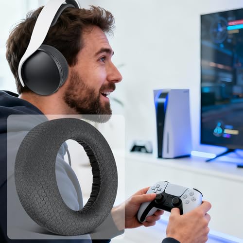 Image of SOULWIT Mesh Fabric Earpads Cushions Replacement for Sony PlayStation 5 Pulse PS5 3D Wireless Headset, Ear Pads Cushions with Noise Isolation Foam - MF Black