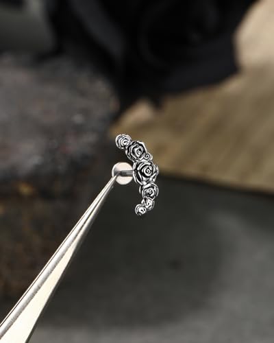 Jewseen Boucles d'oreilles en acier inoxydable 316L avec fermoir plat pour cartilage, cartilage, lèvre, hélix, labret – vue 3