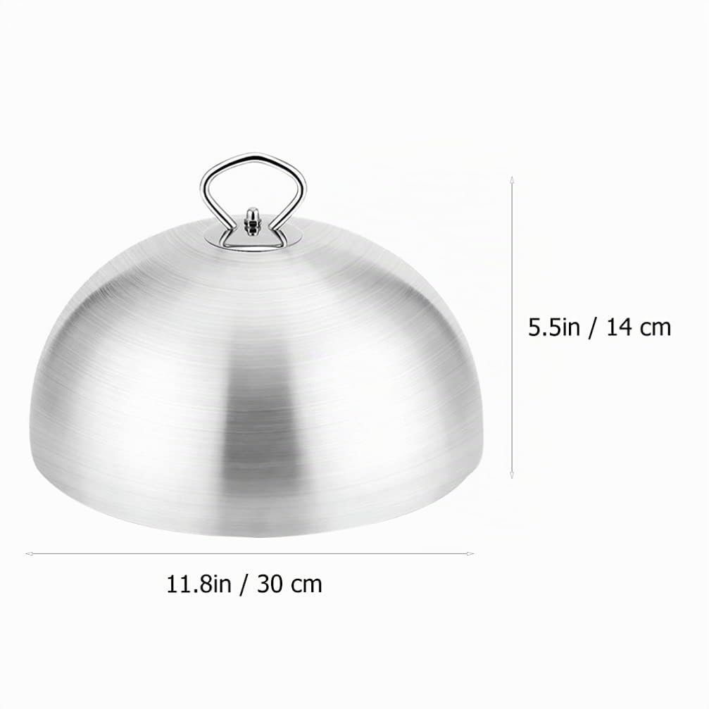 BESTonZON Edelstahl Abdeckhaube Für Lebensmittel 11.81 Zoll Runde Servierhaube Mit Griff Ölbeständige Steakabdeckung Schutz Vor Fliegen Und Spritzern Für Küche Und Grill
