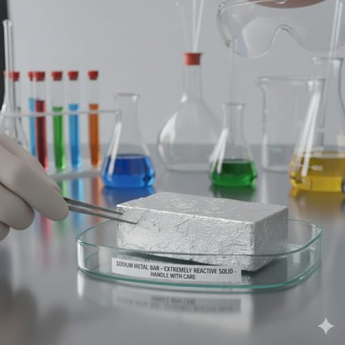 Image of (SENTALAB) Sodium Metal 99% Purity 100gm, (Coated with Liquid Paraffin) CAS NO 7440-23-5