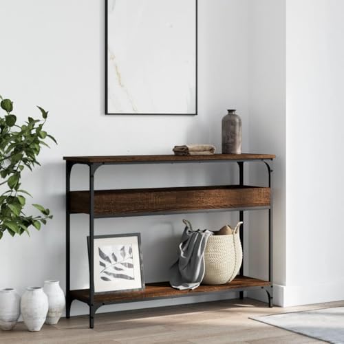 Mesa de pasillo estrecha para recibidor moderno y ordenado en color roble 3