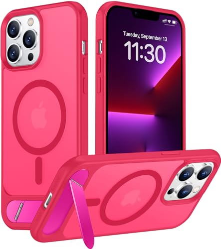 Image of Magnetic Compatible with iPhone 13 Pro Max Case, [Built-in Invisible Kickstand][Compatible with MagSafe][Military Grade Shockproof] Slim Translucent Matte Phone Case for iPhone 13 Pro Max 6.7 inch