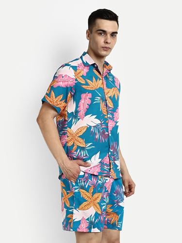 Image of GRECIILOOKS Co Ord Set for Men | Trendy Night Dress for Boys | Shirt and Shorts Combo for Lounge | Stylish Summer and Travel Outfit | Men's Matching Two-Piece for Vacation
