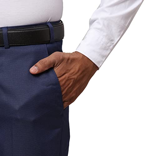 Image of Raymond Men Slim Fit Solid Pattern Poly Viscose Blend Flat Front Formal Trouser