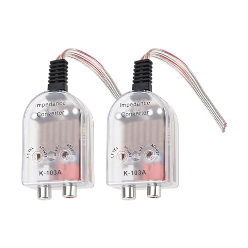 YINETTECH 2pcs Convertisseur Audio Adaptateur de Signal Audio Convertisseur d'impédance de Haut-Parleur Haut à Bas pour Sortie de Haut-Parleur vers Ligne RCA Câblage d'amplificateur de Voiture