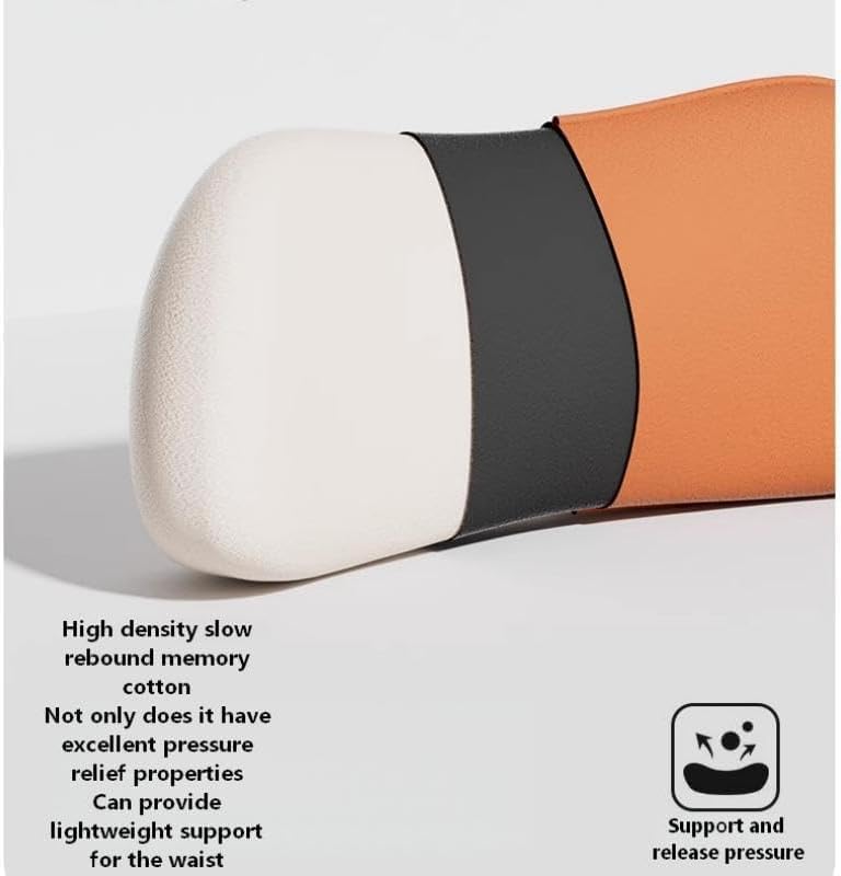 Lumbar Support Pillow for Car, Memory Foam Lumbar Pillow for Lower Back Pain Relief - Back Cushion for Driving, Chair Support for Car-Office Chair, SUV Waist Pillow - Orange