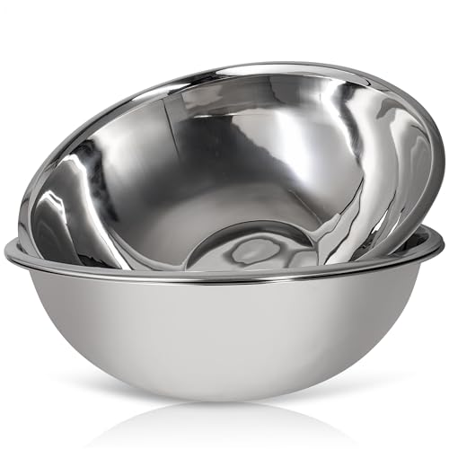 WHYSKO® Large Mixing Bowls, Set of 3 Stainless Steel 30 Quart Bowls for Restaurants, Food Service, Caterers and Home Kitchen Use, Rust Proof Bowls Great for Meal Prep, Baking, Serving, Food Storage