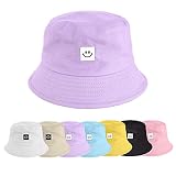UMIPUBO Fischerhut Bucket Hat Smile Herren Damen Bunt,Sonnenhut Sommerhut Bestickte Fischerhüte,Blumendruck Früchte Druck Mütze,Freizeithut Anglerhut Unisex Hüte(Smile - Viola)