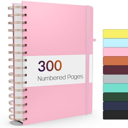 Forvencer Lined Spiral Journal Notebook with 300 Numbered Pages, A5