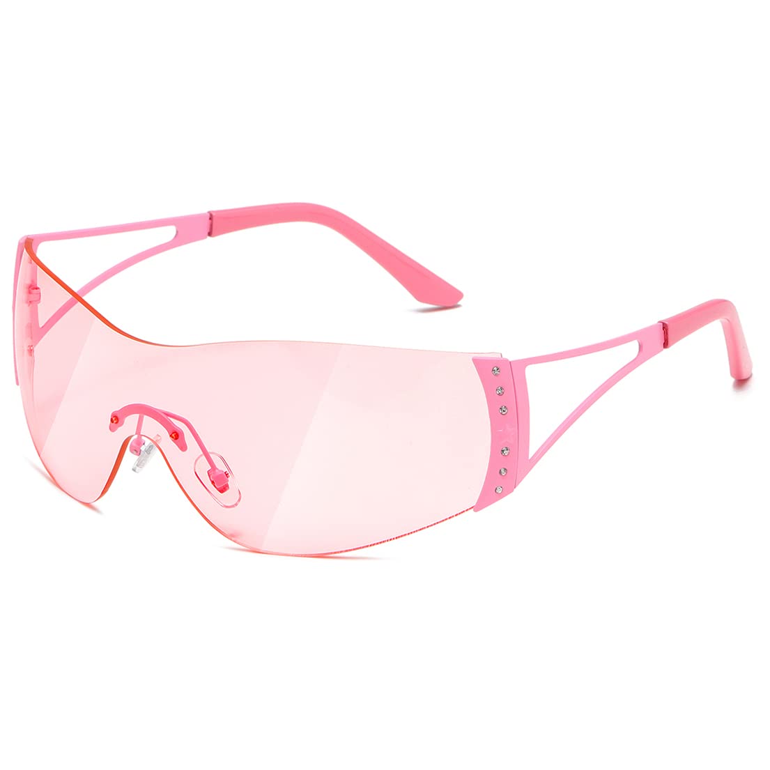 TIANYESY Y2K Sunglasses For Women Men Fashion Shield Rimless Wrap Around Sunglass Gradient Lens Trendy Oversize Sun Glasses