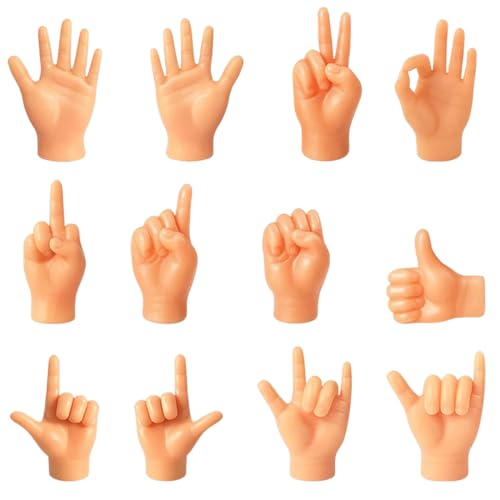 KAHZOR 12 Stück Lustige Tiny Hands Mini Hände Für Finger Kleine Hände Als Scherzspielzeug Für Katzen Haustiere Spielparty Scherzgeschenke Hands Finger Mini Hand Fake Finger Kleine Hand