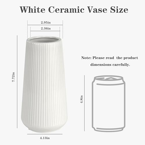image for White Ceramic Vase, GUKJOB Small Cute Flower Vase for Pampas Grass, Ho