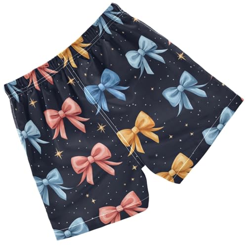 Pigsaly Boys Swim Trunks Blue Pink Cute Ribbon Bow Boys Board Shorts Swimsuit Swimwear Summer Bathing Suit XS2