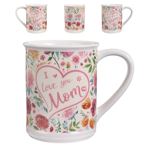 Taza de café grande 16 oz de cerámica artesanal floral miniatura 1