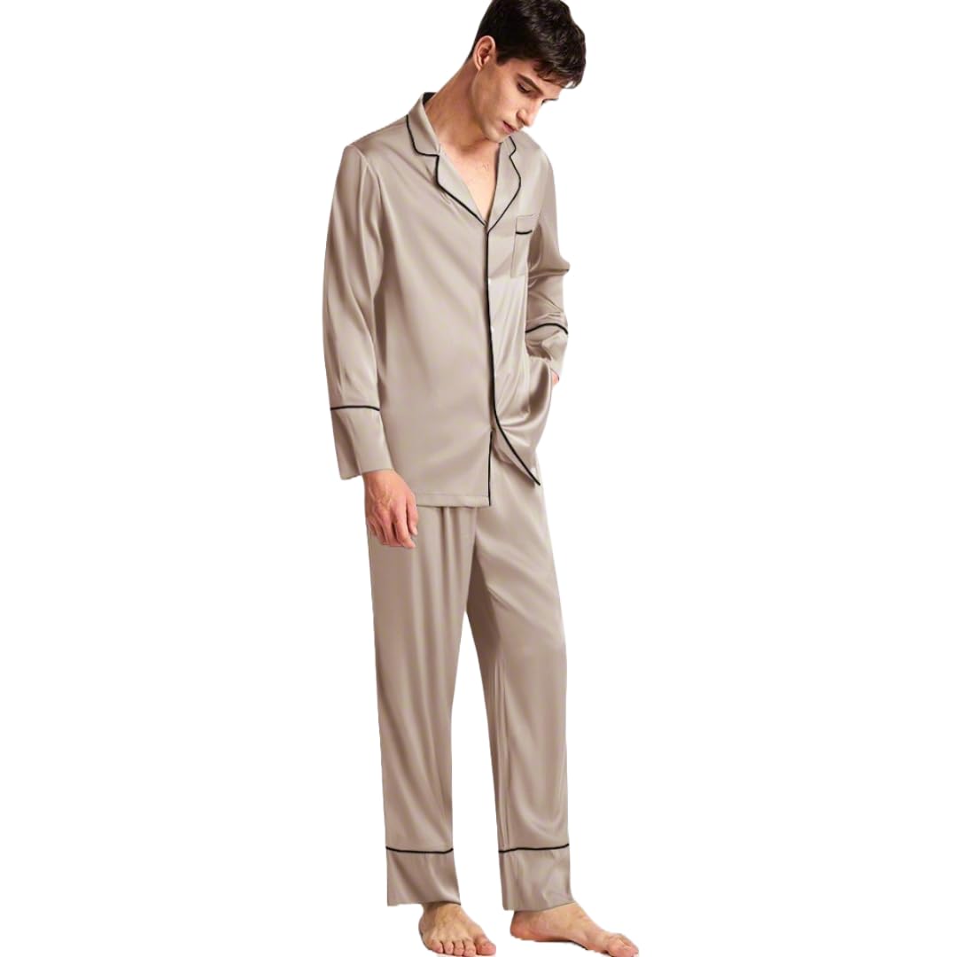 Super Soft Satin Nightwear for Men | Gentleman Cuff | Size XS to 3XL | Premium Nighsuit | Luxury Co Ord Set | Pjyama Set | Travel Outfit