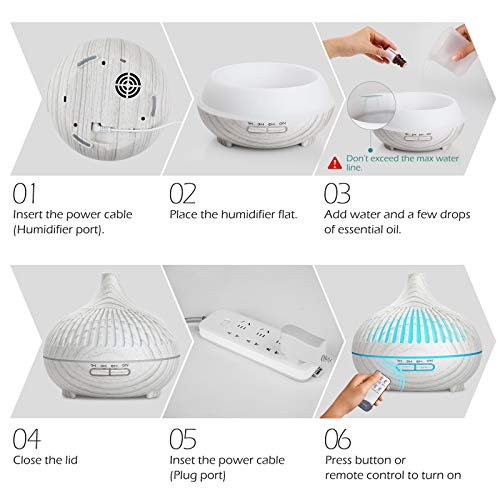 GeeRic Diffusore di Oli Essenziali 500 ML, 8 *