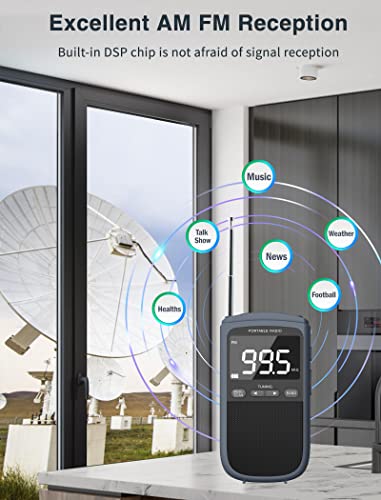 image for Jazmm AM FM Walkman Radio:900mAh Rechargeable Portable Transistor Pock