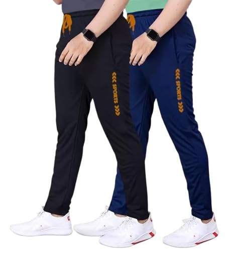 eystone Track Pants for Men || Activewear Pants || Men’s Joggers Polyester with 2 Side Zipper Pockets Casual Trousers Stretchable (Sports | Gym | Yoga) (Orange Sport)(Pack of 2)-picture-29
