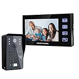 Videoportero Portero Automatico de 7 Pulgadas, Interfonos para Casa con 1 HD Monitor y Timbre con Cable, Impermeable, Visión Nocturna, Desbloqueo Remoto, Vigilancia Activa