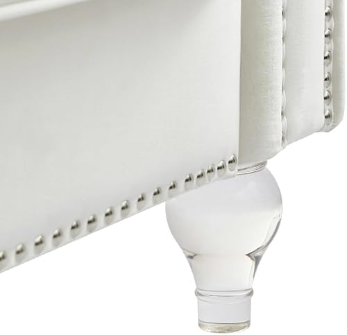 Miniatura 26 de i-POOK Sofá Chesterfield de terciopelo de 83 pulgadas de ancho con 3 asientos, 2 almohadas de felpa, patas de cristal y brazos recortados con cabeza