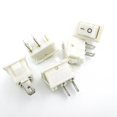 Interrupteur de bateau SPST 2 pin de 10x15mm mini commutateur bascule blanc 3A 250V en lot de 10 pcs