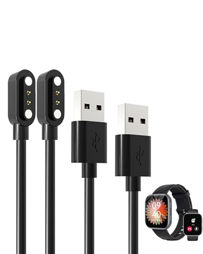 [2 Pack] for MorePro HM57 Smart Watch Charger, Magnetic Replacement USB Charging Cable Compatible with FITVII HM57 Smart Watch Accessories(Black) image 2