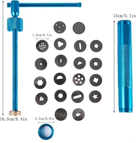 Image of Stainless Steel Clay Extruder Sugar Paste Extruder Cake Fondant Decorating Tool Set Ceramics & Pottery Clay Extruders Mixers & Presses (Blue)