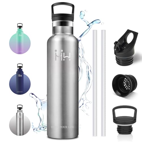 Vikaster Borracce sportive, Borraccia 1000ml, Bottiglia acciaio inox, Borracce Senza Perdite, Borraccia con Cannuccia, Bottiglia Termiche Scuola, Sportiva, Adulto, Outdoor