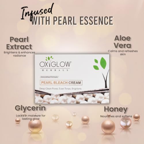 Image of OxyGlow Herbals Pearl Bleach Cream 250g | Innovative Formula | Deeply Cleansing | Brightens & Whitens | For All Skin Types | Bleach Cream for Women