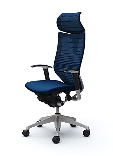 オカムラ デスクチェア オフィスチェア バロン 可動ヘッドレスト 可動肘 座クッション ミディアムブルー CP81DR-FGR3