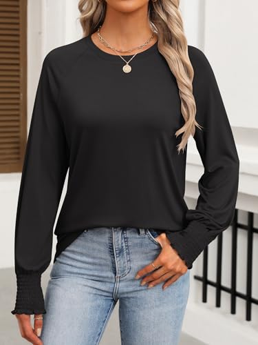 ANRABESS Women's Long Sleeve Shirts Crewneck Casual Loose Tunic Tops Dressy Work Blouses Fall Fashion Clothes 20252