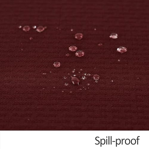Image of maxmill Tablecloth Weaved Texture Stain Resistant Waterproof, Wrinkle Resistant Washable Table Cloth, Fabric Table Cover for Dining Room, Indoor Outdoor Use, Rectangle 60 x 120 Inch, Burgundy
