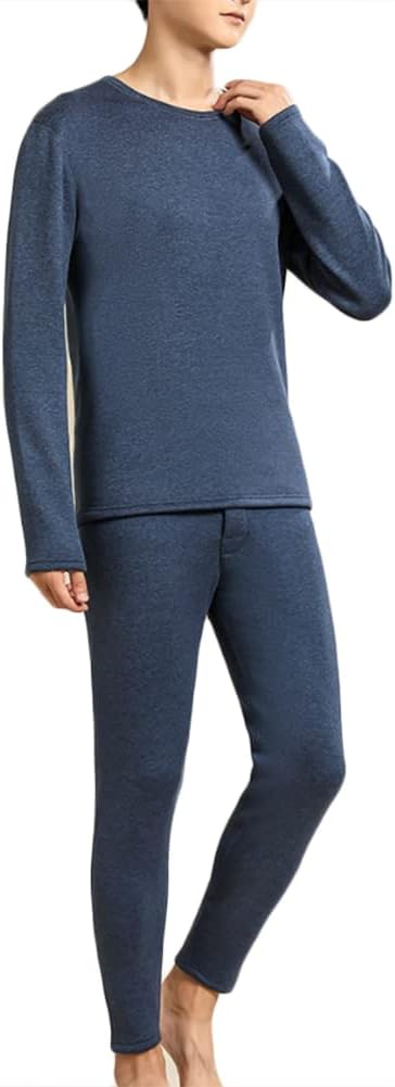 HSQSMWJ Men's Soft Fleece Lined Thermal Underwear Set Long Johns Weight Base Layer Top & Bottom L-3XL