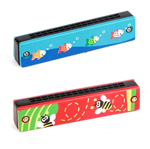 image for U-K Cartoon melodica Wooden Harmonica Playing Instrument Early Teachin